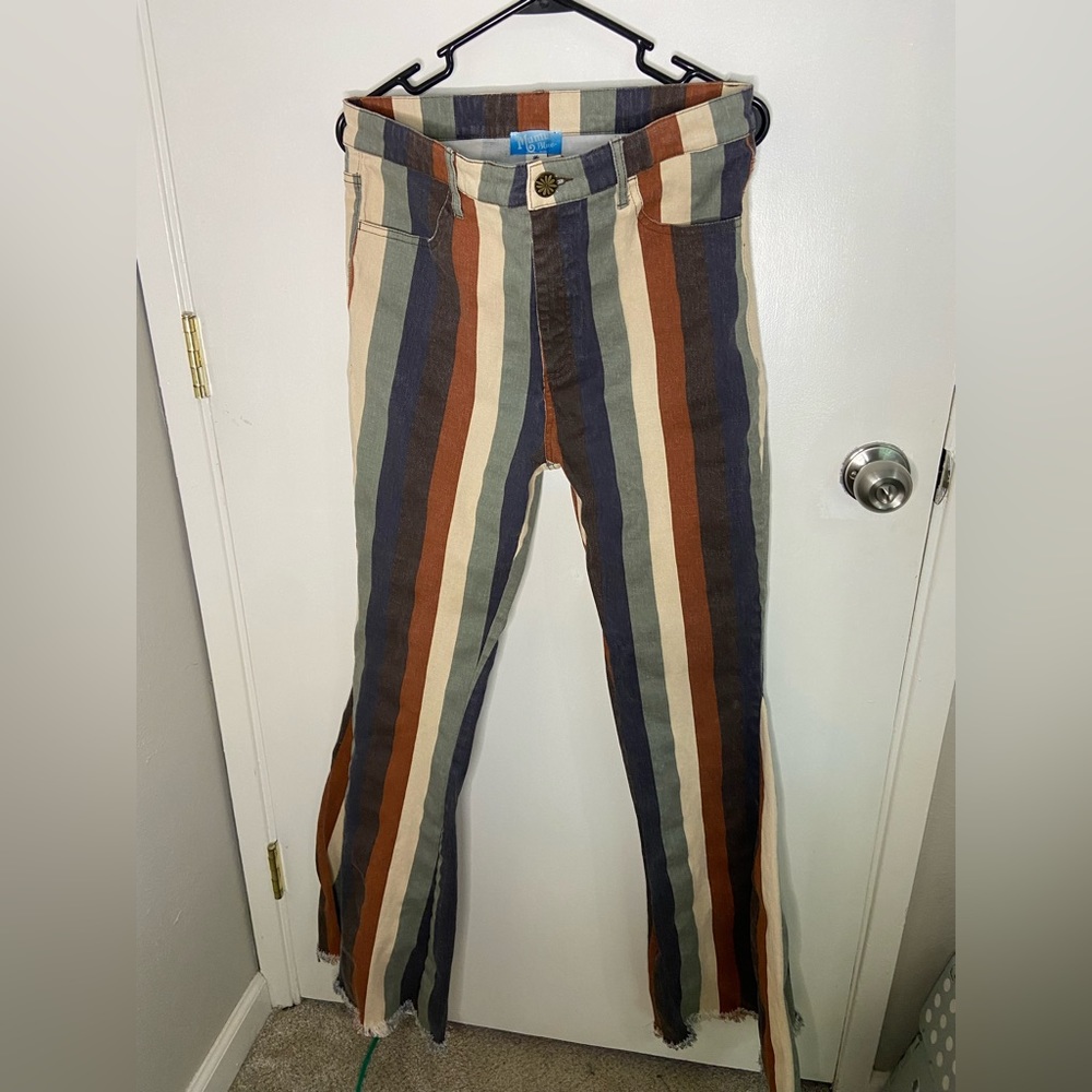 Show Me Your Mumu Berkeley Bells High Rise Denim Pant Stayin’ Alive Stripe 32